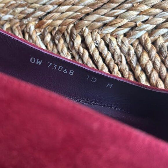 Stuart Weitzman Womens Loafers Lys Scarlet Red Flats Fleur De Lis Suede - Picture 6 of 9